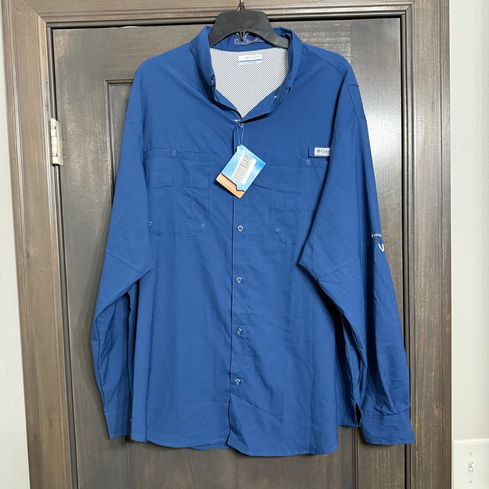 Columbia NWT PFG Tamiami II Long Sleeve Fishing Shirt Blue Mens XL UPF 40 Vented